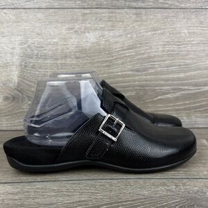 Vionic 371Mallory Women’s Sz 8 Black Leather Slip-On Buckle Strap Mules
